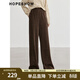 紅袖垂感顯瘦休閑褲冬季新款女裝肌理感松緊中腰加厚寬松闊腿長(cháng)褲 深咖042 M