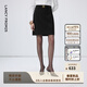 朗姿【精英衣櫥】復古a字裙高腰顯瘦黑色中長(cháng)款半身裙年秋新款裙子 黑色 M