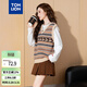 唐獅（TonLion）2024女V領(lǐng)提花背心毛線(xiàn)衫
