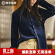 馬登燈芯絨長(cháng)袖襯衫女秋季款寬松休閑襯衣通勤百搭純棉上衣外套 藏藍色 M （偏寬松）