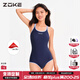 洲克zoke泳衣女款游泳館專(zhuān)用連體高級感2025新款競速專(zhuān)業(yè)游泳衣女 海霧藍125401127/低開(kāi)叉 2XL （170-174cm）建議60-66kg