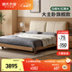 源氏木語(yǔ)實(shí)木軟靠床意式輕奢真皮床臥室大床橡木懸浮床 1.8*2椰奶白