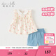 戴維貝拉（DAVE＆BELLA）女童短褲套裝休閑兒童衣服小童上衣褲子兩件套夏季新款童裝 草莓印花【現貨】 100 cm（建議身高90-100cm）