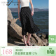 三彩大碼女裝2025秋款高腰半身裙波點(diǎn)魚(yú)尾裙藏肉中長(cháng)胖MM 黑色 L 165/76B