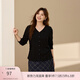 纖莉秀【韓系印花絲巾T恤套裝】大碼女裝舒適百搭上衣胖mm春新款087 黑色【T恤QK3301】 2XL