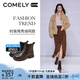 COMELY羊皮革真皮短靴2025冬季新款厚底增高靴加絨時(shí)裝靴美拉德靴子 英倫黑（布里） 37