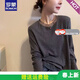 羅蒙（ROMON）品牌網(wǎng)紗拼接長(cháng)袖T恤女2026秋冬季新款韓版時(shí)尚氣質(zhì)打底內搭上衣 灰色 XL 碼建議115-130