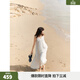 ELLE【淺白月光】白色拼接花邊吊帶連衣裙女2025夏新款海邊沙灘裙 白色 S