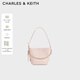 CHARLES&KEITH26夏季新品菱格手提鏈條水桶包子母包CK2-10701658 SOFT PINK淺粉色 S