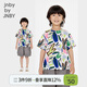 jnby by JNBY江南布衣童裝短袖T恤寬松圓領(lǐng)套頭森林印花夏男女童兒童1P4112370 198/白黃色組合 圖案隨機 160 cm