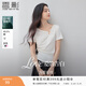 香影白色正肩t恤女短袖2026夏裝新款休閑修身顯瘦抽褶不規則上衣 白色 L 165/88A/110-125斤