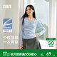 森馬（Semir）長(cháng)袖T恤女春季短款不對稱(chēng)蕩領(lǐng)斜肩露肩緊身純色2026新款上衣 冰藍80932 M