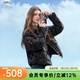 百圖（betu）女裝秋季新款羽絨服韓版拼格子假兩件羽絨外套女2509T14 黑色 S
