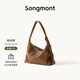 Songmont山下有松循跡系列淺行hobo包植鞣牛皮單肩腋下包餃子包 檀棕-大號 現貨