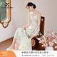 香影薄荷綠國風(fēng)吊帶連衣裙女2026春季新款氣質(zhì)v領(lǐng)新中式提花裙子 青瓷綠 S 155/80A/85-95斤