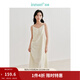 茵曼（INMAN）炒色提花可調節吊帶連衣裙2025夏季女裝新品后背打攬中長(cháng)裙 淺杏色 S
