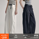 fano studios范洛白色直筒休閑褲女高腰顯瘦棉質(zhì)2026夏寬松彎刀褲百搭闊腿褲子 白色第二批 S