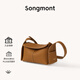 Songmont掛耳系列屋檐包mini設計師款頭層牛皮通勤斜挎hobo包 枇杷棕 現貨