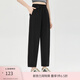 纖莉秀大碼女裝黑色直筒褲松緊腰遮肉顯瘦休閑褲胖mm春裝新款1206 黑色 2XL