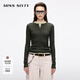 MISS SIXTY2025秋季新款針織衫女羊毛桑蠶絲混紡兩件套上衣配背心 深橄欖綠 M