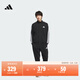 adidas經(jīng)典休閑三條紋長(cháng)袖套裝男女秋季阿迪達斯官方輕運動(dòng) 黑色（推薦選大一碼）   L