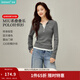 茵曼（INMAN）polo領(lǐng)半開(kāi)襟撞色修身針織衫2026春季女裝新款顯瘦長(cháng)袖上衣 深灰色 XL