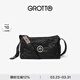 GROTTO個(gè)樂(lè )黑石包經(jīng)典大容量植鞣綿羊皮單肩斜挎通勤軟包男女款禮物 黑石M（銀標）