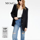MO&Co.西裝外套學(xué)院風(fēng)含綿羊毛平駁領(lǐng)直角型墊肩boxyfit廓形金屬扣 黑色 M 165