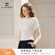 香影白色一字肩短袖t恤女2026夏季新款設計感修身顯瘦捏褶小上衣