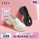 他她（TATA）休閑厚底樂(lè )福鞋女鞋淺口單鞋小皮鞋秋季新款 黑色 36