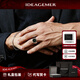 IDEAGEMER 925銀黑瑪瑙紳士印章戒指男士輕奢簡(jiǎn)約高級感歐美風(fēng)百搭指環(huán)配飾 黑瑪瑙戒指-閉口19號