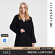 歌力思（ELLASSAY）【羊毛羊絨一手長(cháng)大衣】博主秋冬新款翻領(lǐng)短款系帶廓型毛呢大衣女 經(jīng)典黑 M