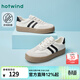 熱風(fēng)（Hotwind）德訓鞋男鞋春秋新款男士時(shí)尚復古休閑鞋拼色百搭厚底板鞋男 88米黑 43 (偏大半碼)