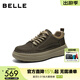 百麗休閑保暖高幫鞋男2026新春季商場(chǎng)款厚底增高工裝板鞋8ZY11AD6 卡其色 （低幫單里） 42