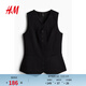 H&M女裝馬甲春季修身梭織領(lǐng)潮流時(shí)尚通勤無(wú)袖西裝馬夾1230708 黑色 M 165/96