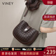 viney牛皮包包女包品牌斜挎包單肩編織包生日禮物送女友老婆 【深咖色】高檔實(shí)用腋下包 時(shí)尚輕奢百搭休閑小眾洋氣小包