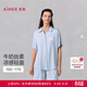 愛(ài)慕（Aimer）【冰牛奶系】涼感含氨基酸蛋白質(zhì)抗菌家居服睡衣套裝大彈力不束縛 短褲套裝-碧落藍 M 165