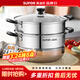 蘇泊爾（SUPOR）304不銹鋼蒸鍋雙層加厚復底湯鍋帶蒸籠燃氣電磁爐通用 【雙層加厚】旗艦款 26cm