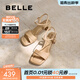 百麗（Belle）氣質(zhì)一字帶涼鞋女商場(chǎng)同款真皮粗跟涼鞋D6L1DBL5 杏色 38 (240mm)