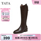 他她（TATA）長(cháng)靴騎士靴黑色西部靴長(cháng)筒靴子美拉德時(shí)裝靴 啡色 37