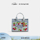 蔻馳（COACH）新款女士櫻桃刺繡CARGO 20號托特包手提包斜挎包女包 混色丹寧色