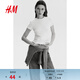 H&M女裝T恤2026春季新款淺春系穿搭修身圓領(lǐng)休閑短袖上衣1260200 白色023 M 165/96