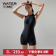 WATERTIME/水川 泳衣女顯瘦遮肚專(zhuān)業(yè)高領(lǐng)無(wú)袖游泳衣 炫酷黑 L