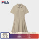 FILA斐樂(lè )官方女子梭織連衣裙夏季時(shí)尚涼感防曬收腰裙子