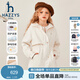 哈吉斯（HAZZYS）童裝女童風(fēng)衣秋新三防收腰加絨厚外套 米白色 165