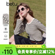 百圖betu女裝春季新款T恤圓領(lǐng)經(jīng)典條紋簡(jiǎn)約百搭T恤女2501T20 黑白條 L （黑白條預售04/26發(fā)貨）