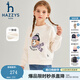 哈吉斯（HAZZYS）品牌童裝女童衛衣冬新品紅品彈力圓領(lǐng)保暖一體絨衛衣 米白色 155