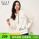 ELLE ACTIVE 經(jīng)典百搭運動(dòng)休閑連帽衛衣女裝春季簡(jiǎn)約字母印花顯瘦套頭衫 白色 L