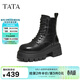 他她（TATA）巡星者靴子女鞋工裝靴秋冬新黑色加絨馬丁靴英倫短靴CG801DD5 黑色（絨里） 37