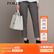PORTS寶姿秋冬新品女裝時(shí)尚通勤職場(chǎng)休閑褲LM9P079NFQ054 丈青色格子 M (6)